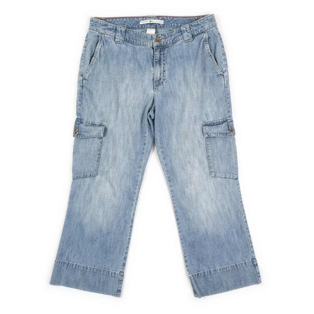 Vintage TOMMY HILFIGER denim cargo jeans 2004 size 6